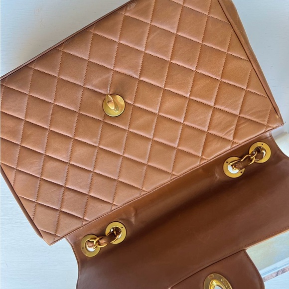 Chanel Caramel Quilted Lambskin Vintage Maxi Jumbo XL Classic Single Flap Bag - Picture 7 of 8